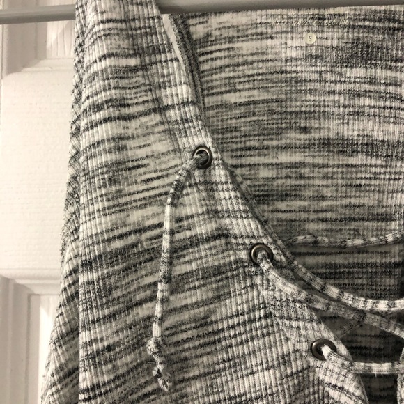 Heather Gray Lace Up Tank - Picture 2 of 3